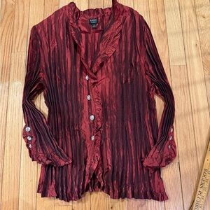 MSK Women's Burgundy Button Down Shirt